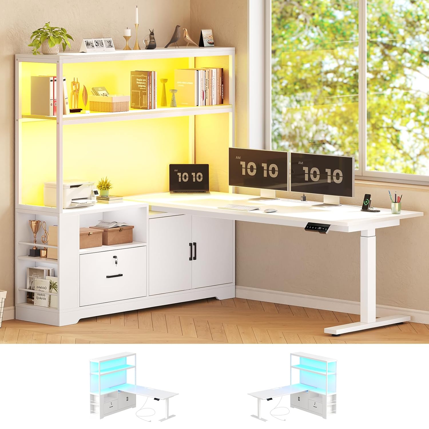 Gaming Desk With Hutch - Угловой компьютерный стол-трансформер 56,7 дюйма (144