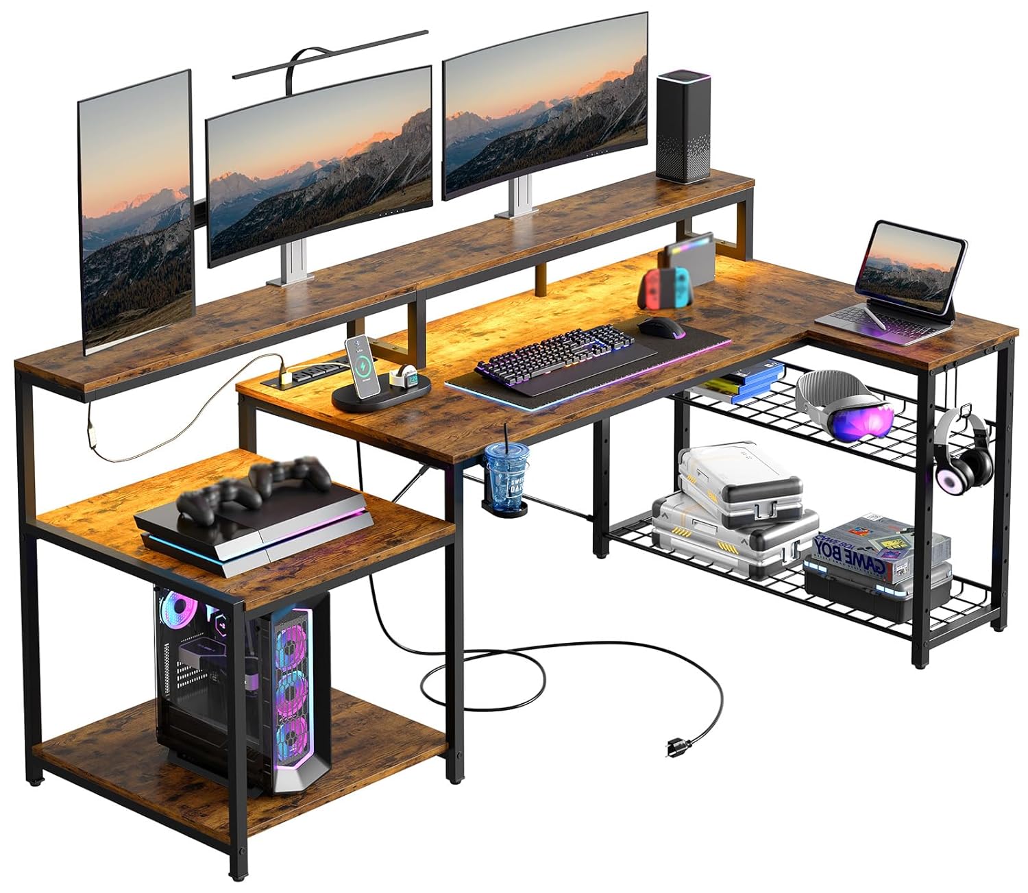 Office Furniture Outlet - Компьютерный стол 71,5 дюймов с розетками,