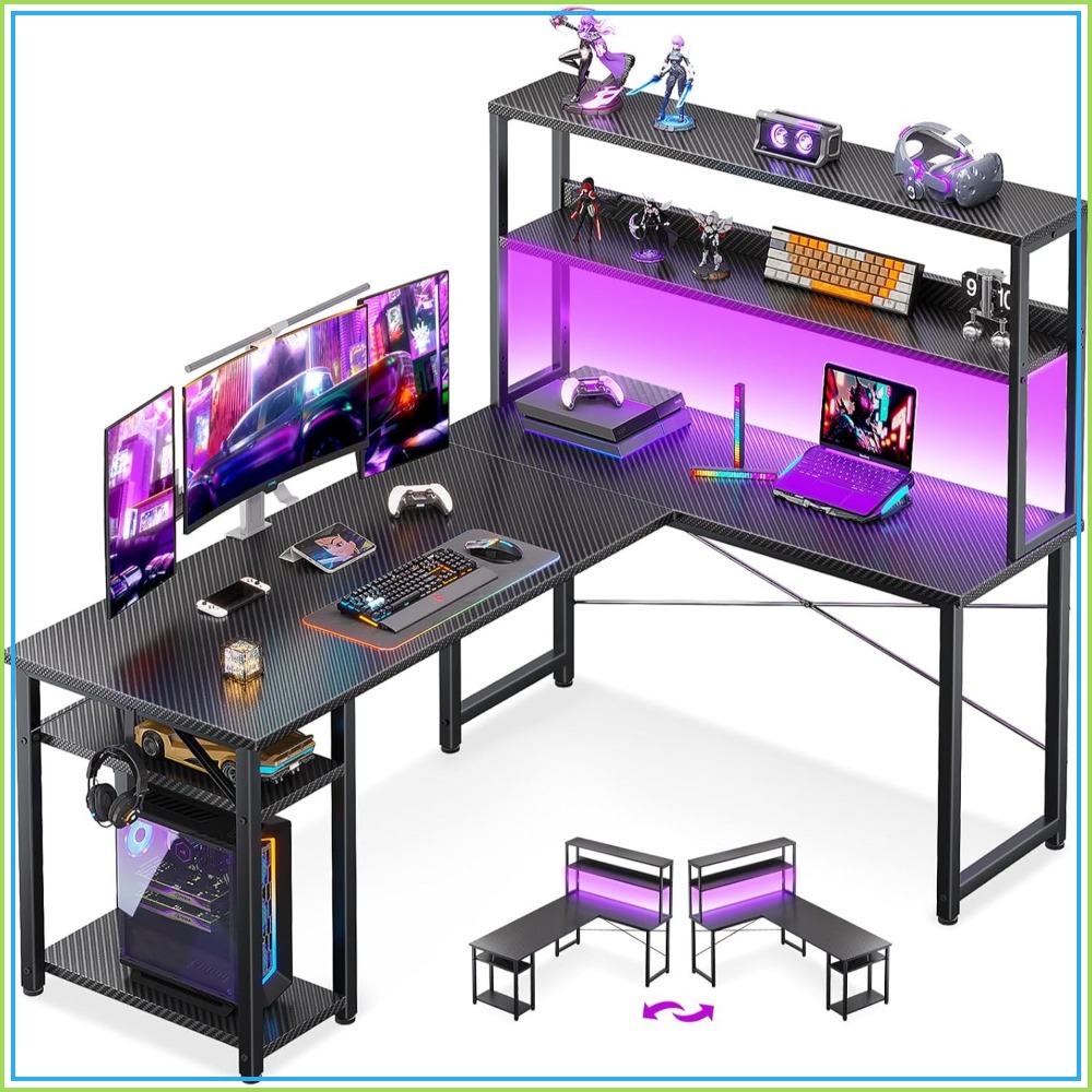 Gaming Desk With Hutch - Игровой L-образный стол 53 дюйма с