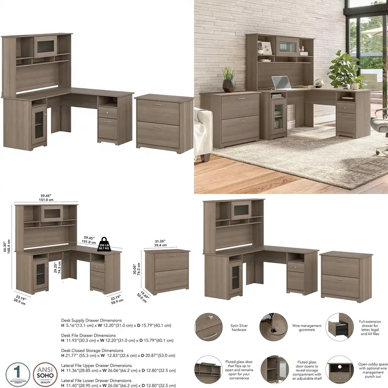 File Cabinet Lateral - Компьютерный стол L-образной формы для домашнего