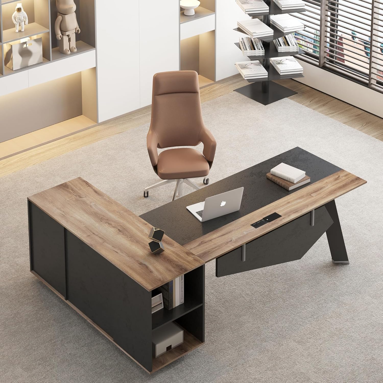 File Cabinet Lateral - 63-дюймовый L-образный стол руководителя с 47-дюймовым