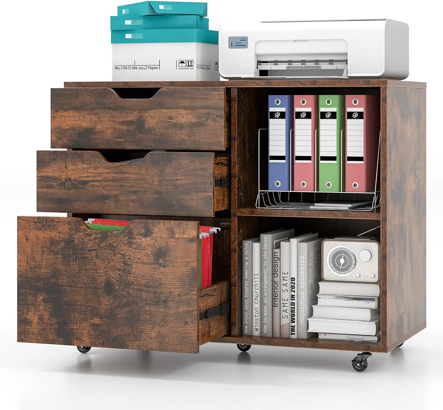 File Cabinet Lateral - Трехъярусный шкаф для документов, мобильный шкаф-стойка