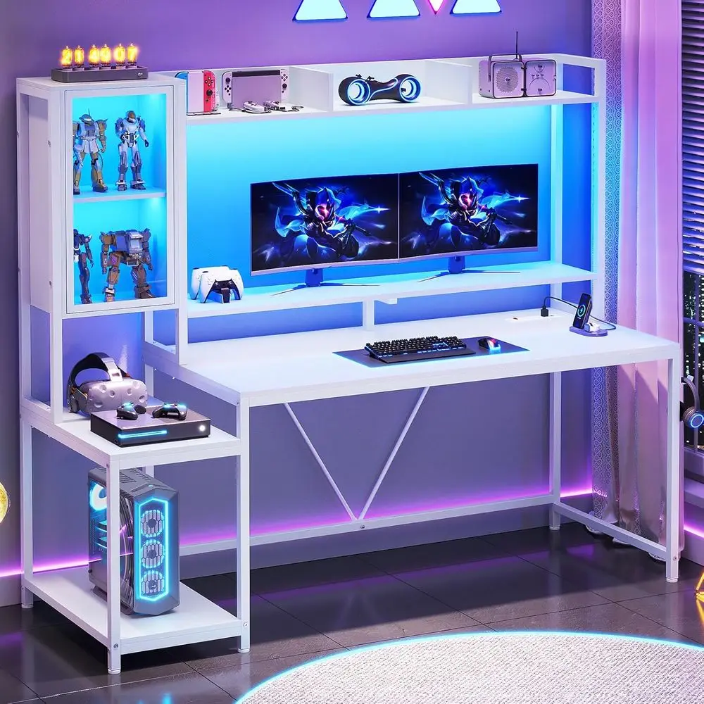 Игровой стол с 60 светодиодным – обзор и цена Gaming Desk With Hutch