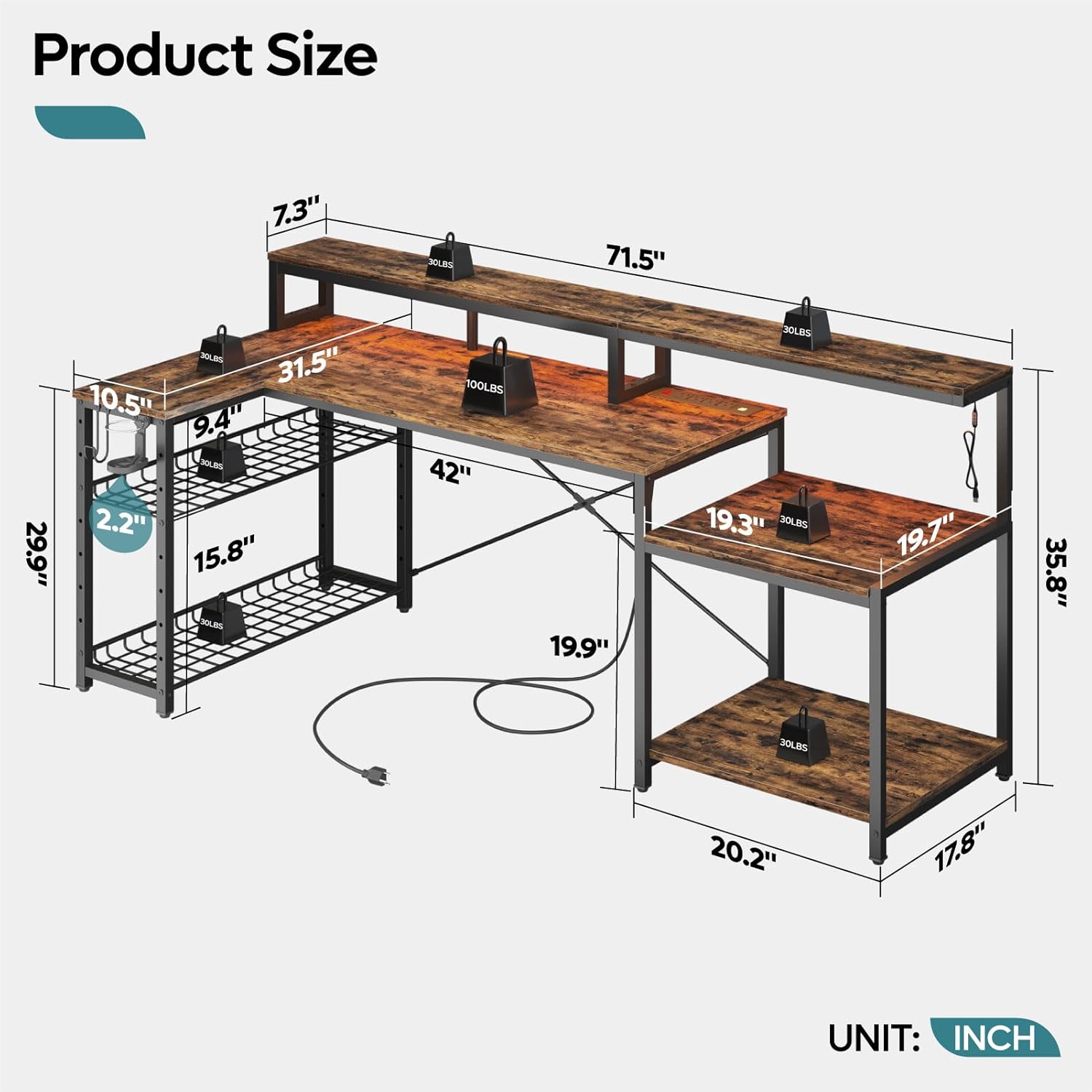 Компьютерный стол 71,5 дюймов  – обзор и цена Office Furniture Outlet