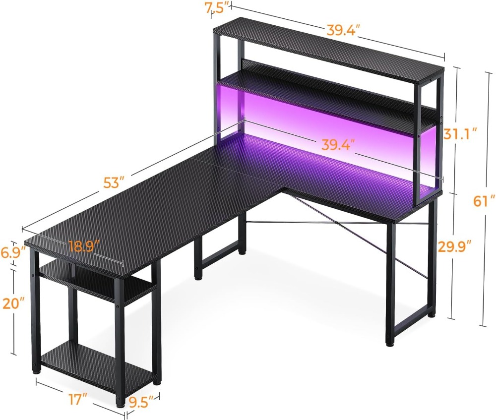 Игровой L-образный стол 53 дюй – обзор и цена Gaming Desk With Hutch
