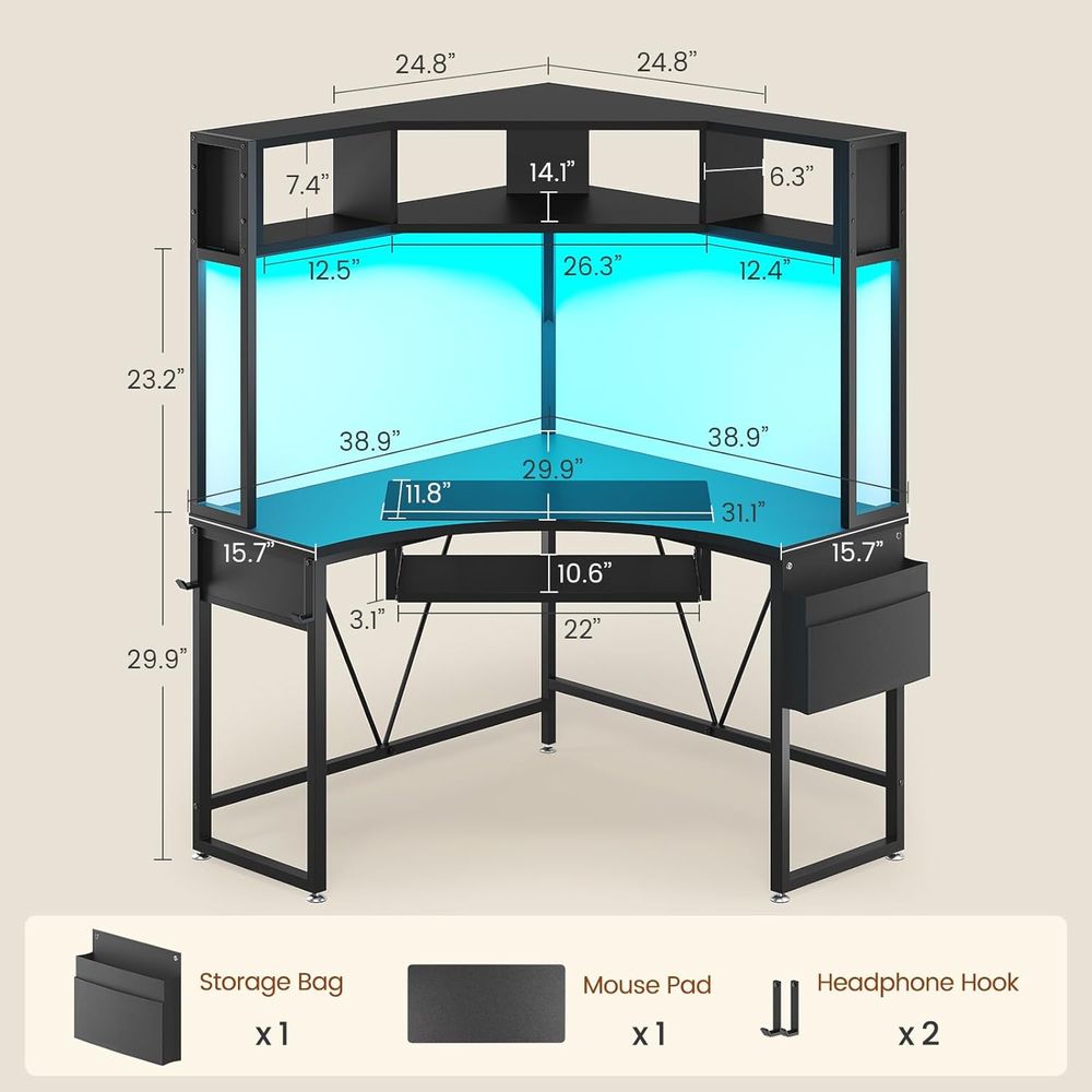 Компьютерный стол 39x62 дюйма  – обзор и цена Gaming Desk With Hutch