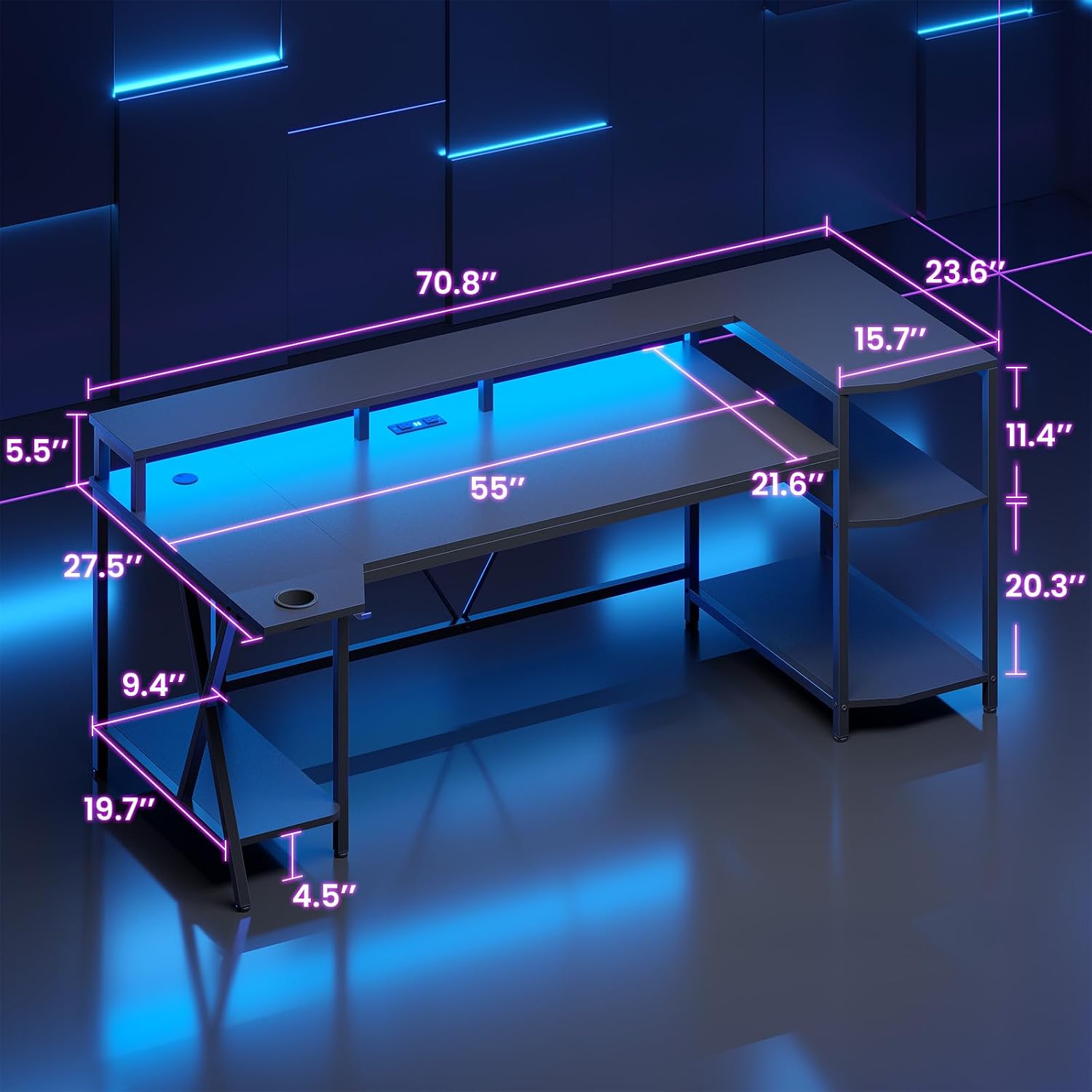 Игровой стол 70,8 дюйма с LED- – обзор и цена Office Furniture Outlet