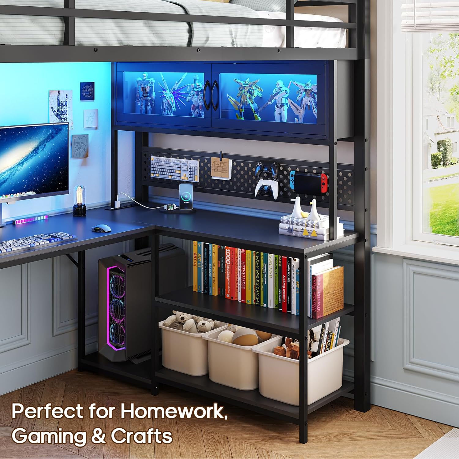 Двухъярусная кровать с L-образ – обзор и цена Gaming Desk With Hutch