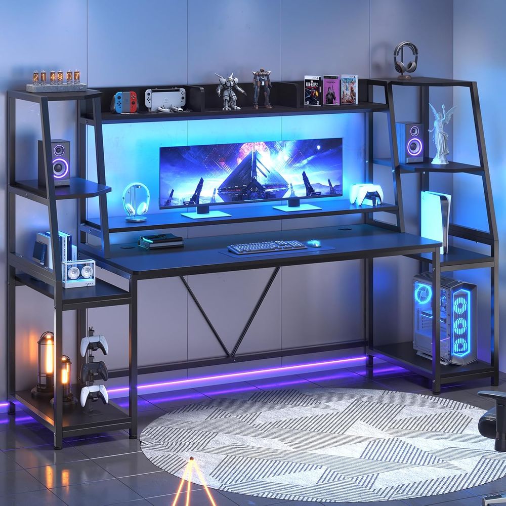 Игровой стол 79 дюймов со свет – обзор и цена Gaming Desk With Hutch