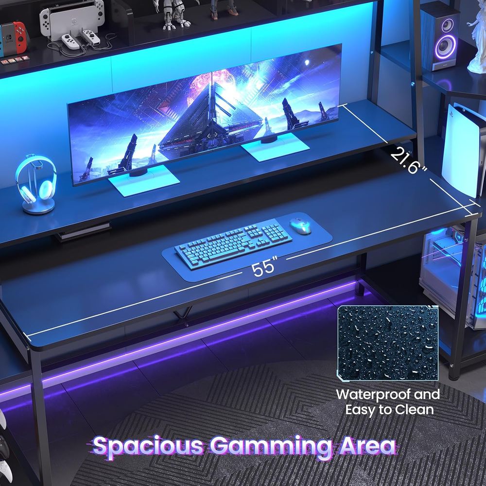 Игровой стол 79 дюймов со свет – обзор и цена Gaming Desk With Hutch