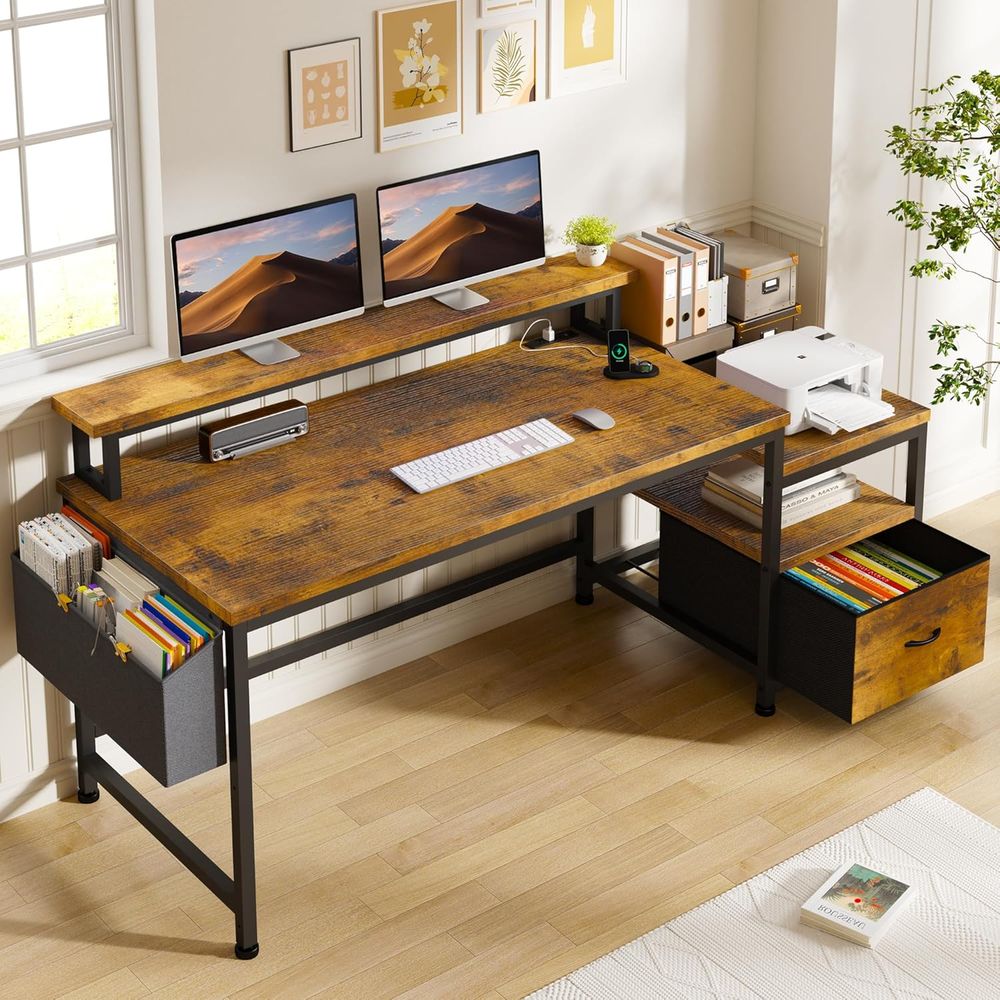 Рабочий стол Rustic Brown 56.5 – обзор и цена Gaming Desk With Hutch