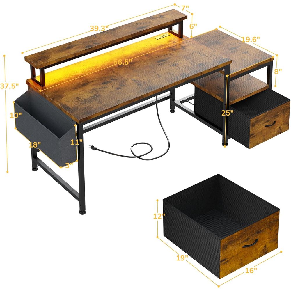 Рабочий стол Rustic Brown 56.5 – обзор и цена Gaming Desk With Hutch