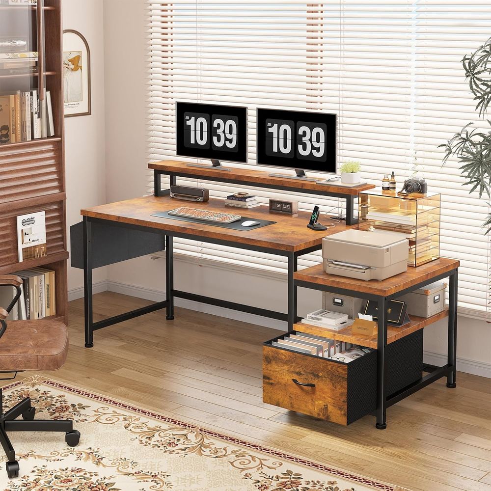 Рабочий стол Rustic Brown 56.5 – обзор и цена Gaming Desk With Hutch