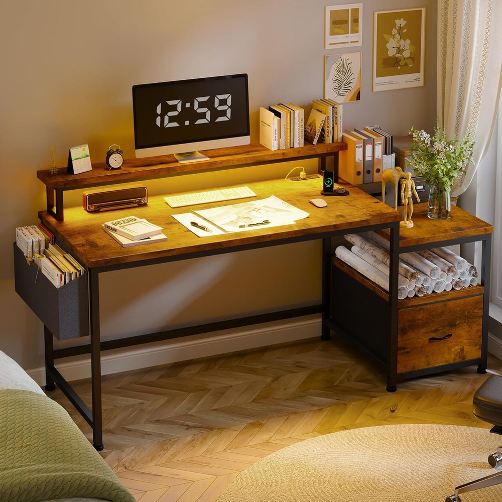 Рабочий стол Rustic Brown 56.5 – обзор и цена Gaming Desk With Hutch