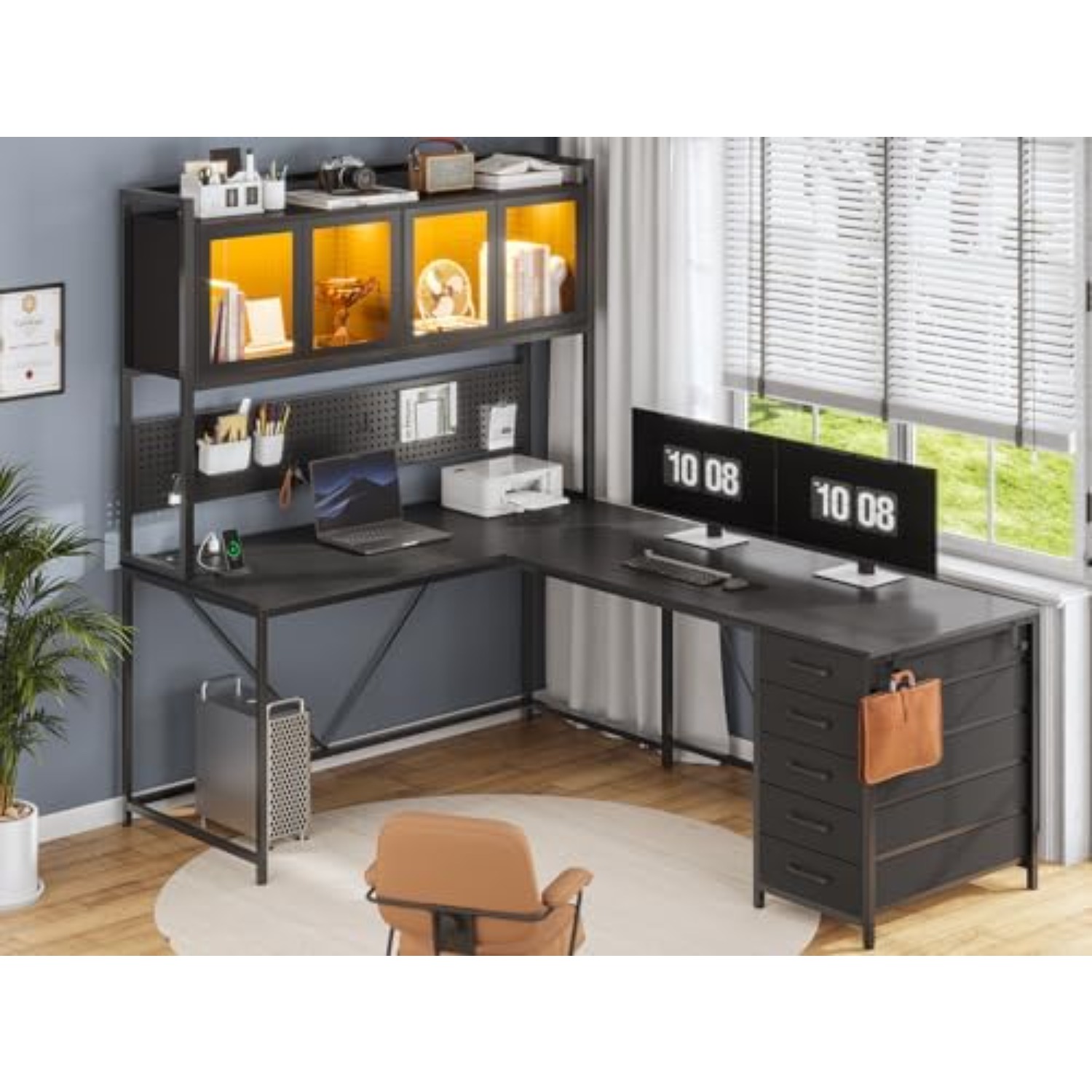 Угловой игровой стол L-образно – обзор и цена Gaming Desk With Hutch