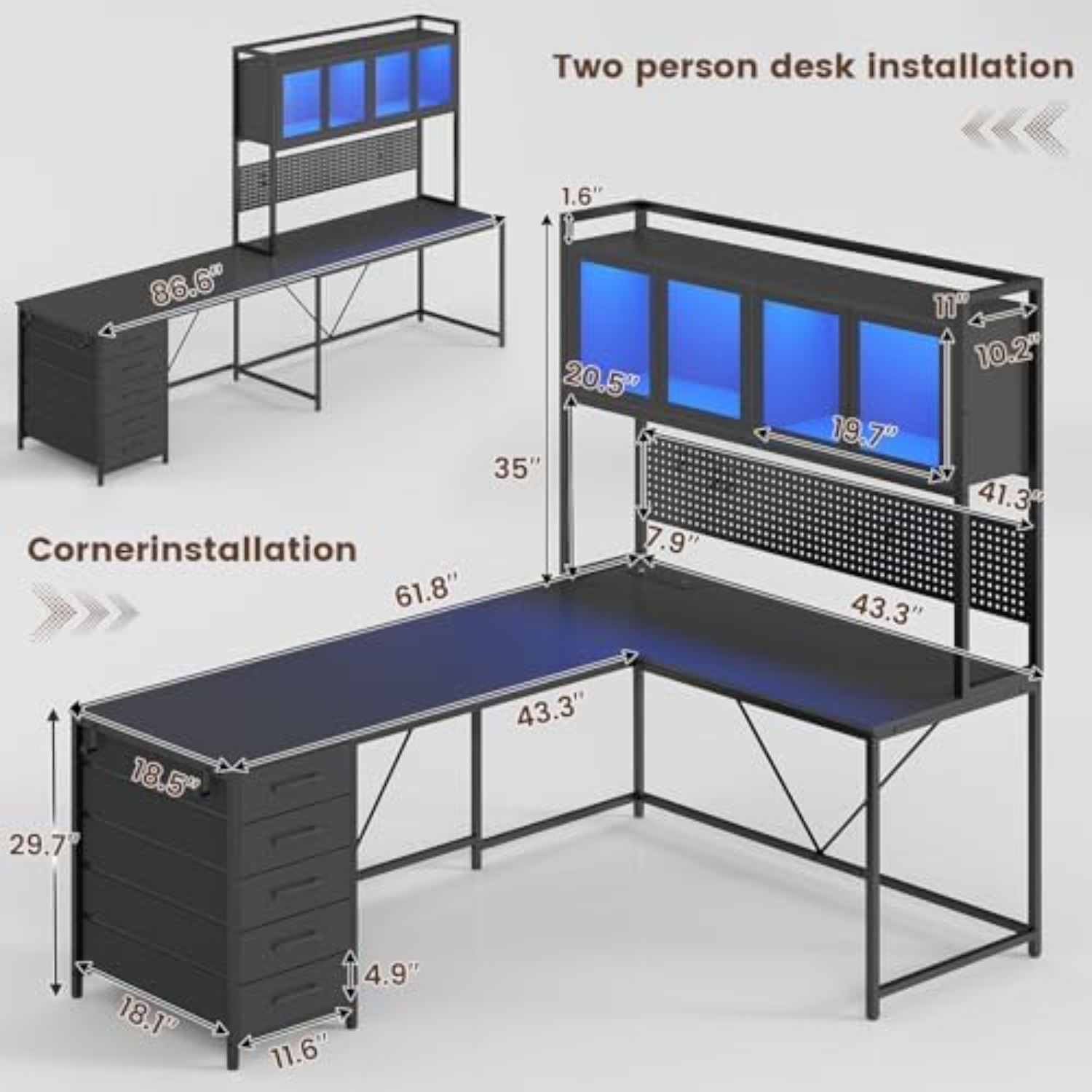 Угловой игровой стол L-образно – обзор и цена Gaming Desk With Hutch